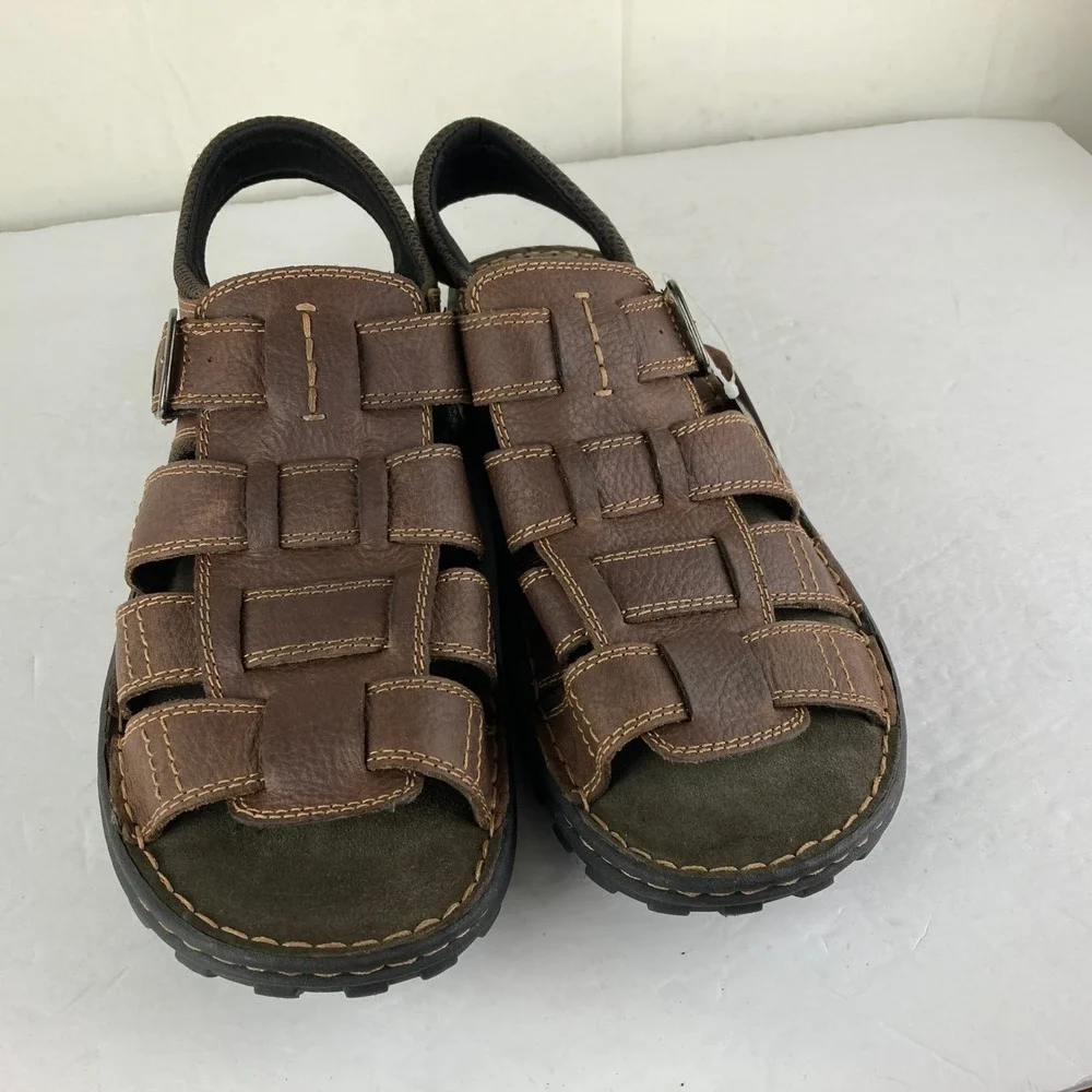 VTG NWT Faded Glory Y2K Retro Earthy‎ Mens 13 Brown Leather Fisherman Sandals